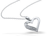 Sterling Silver Accent Diamond Heart Pendant Necklace with Chain